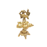 Brass Bird 5 Diya With Stand