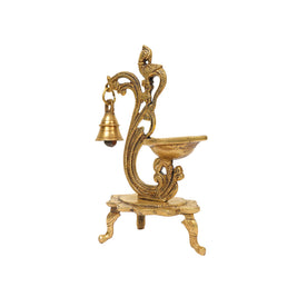 Handcrafted Brass Diya with Bell for Daily Pooja and Aarti Rituals