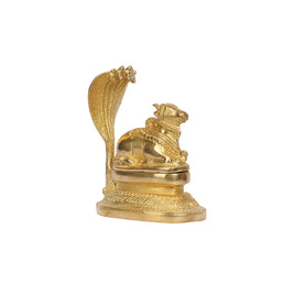 Brass Nandi Shivling with Five Headed Cobra