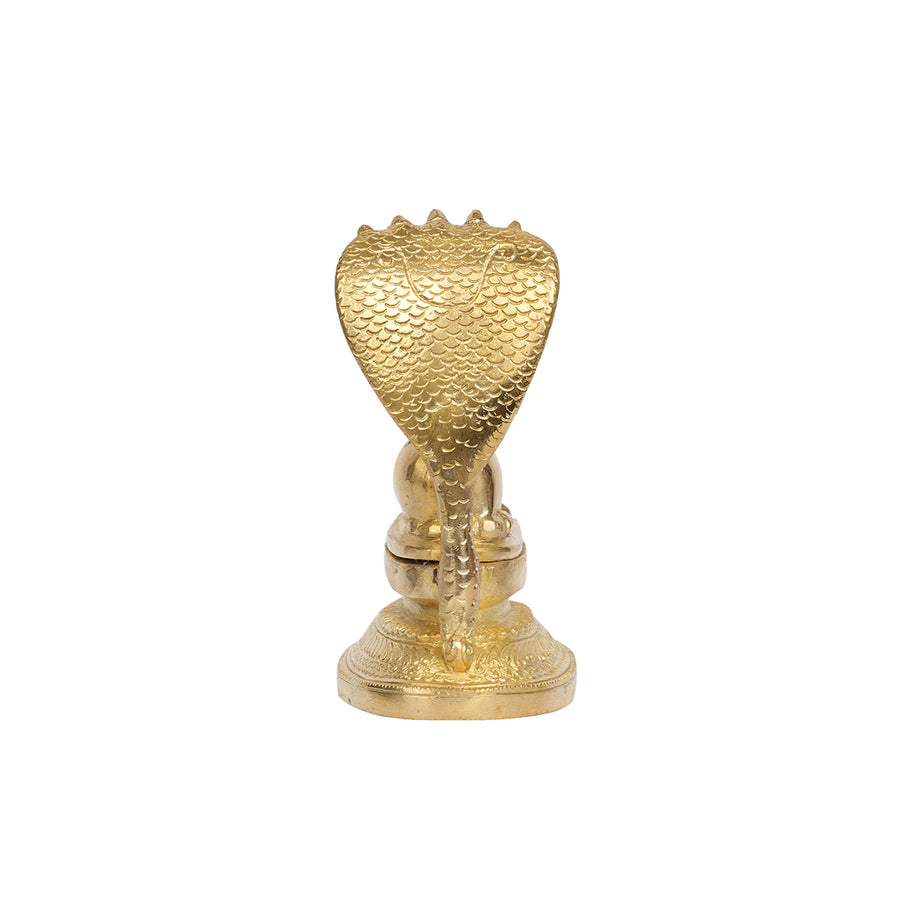 Brass Nandi Shivling with Five Headed Cobra