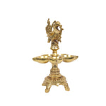 Brass Bird 5 Diya With Stand