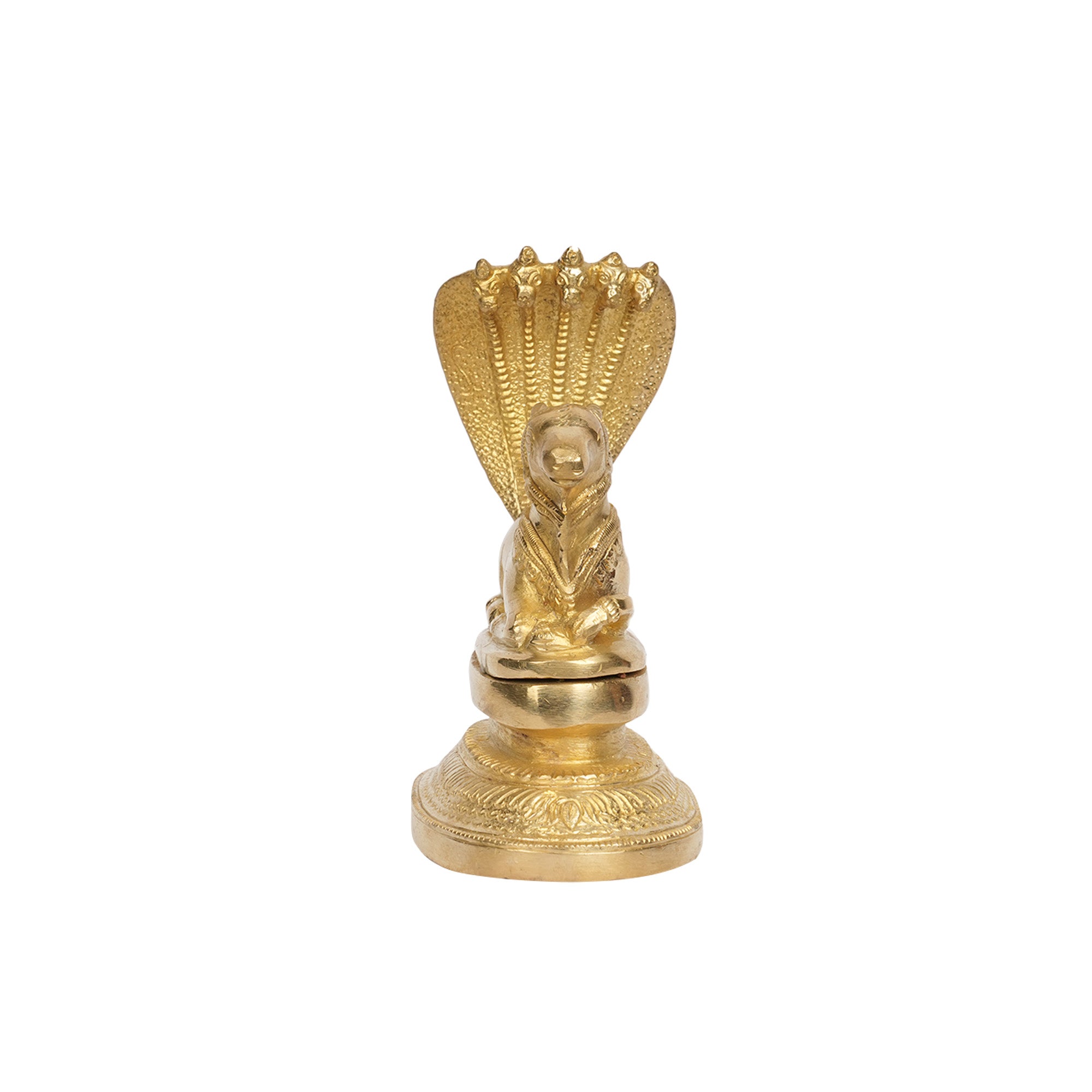 Brass Nandi Shivling with Five Headed Cobra