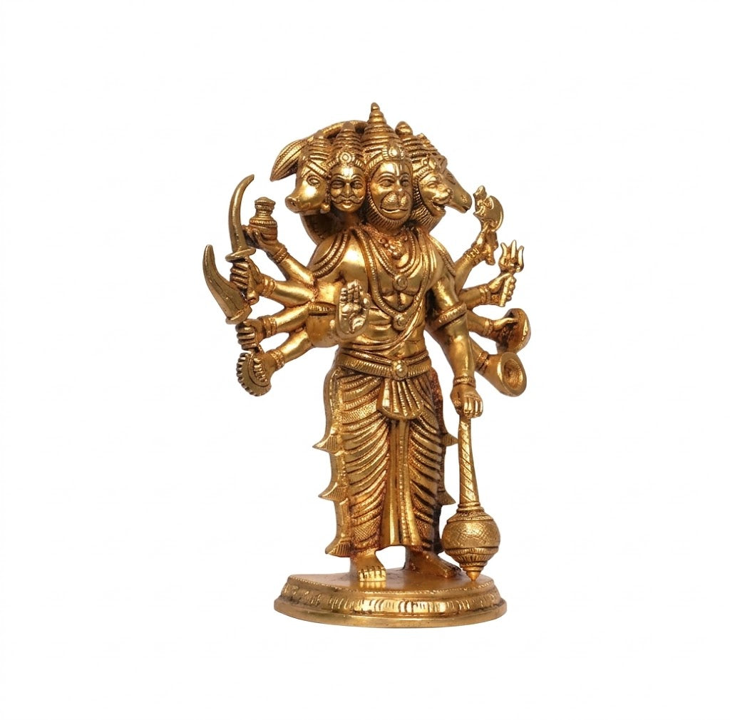 Brass Standing Panchmukhi Hanuman Idol