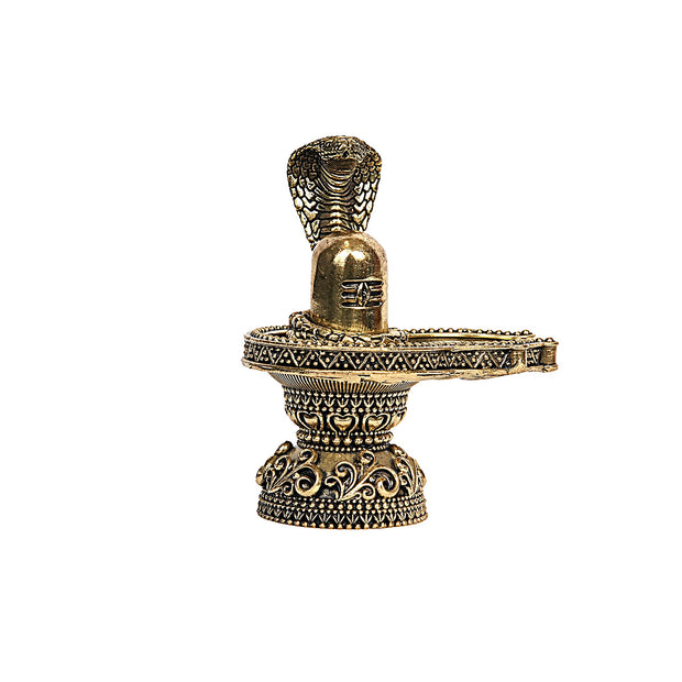 Handcrafted Brass Shivling with Sheshnag