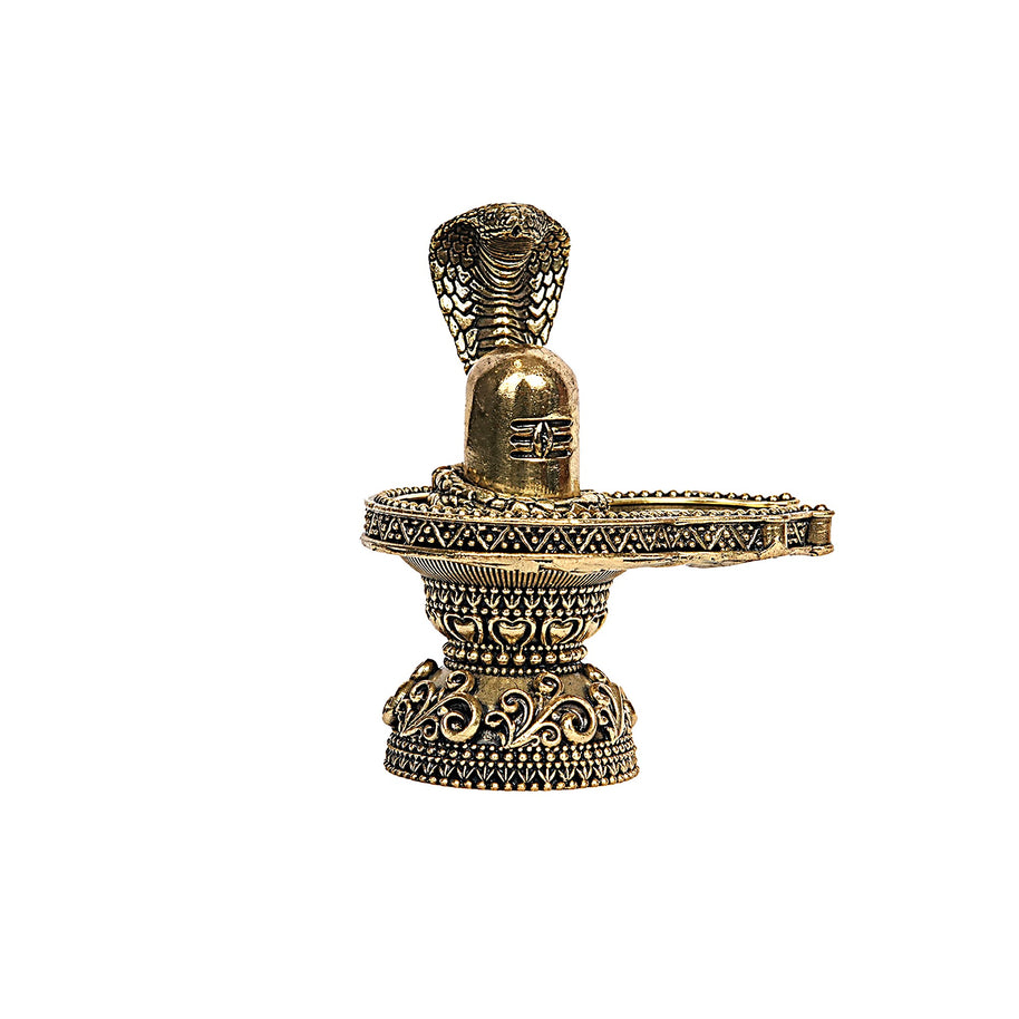 Handcrafted Brass Shivling with Sheshnag