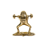 BRASS  WEIGHT LIFTING FROG