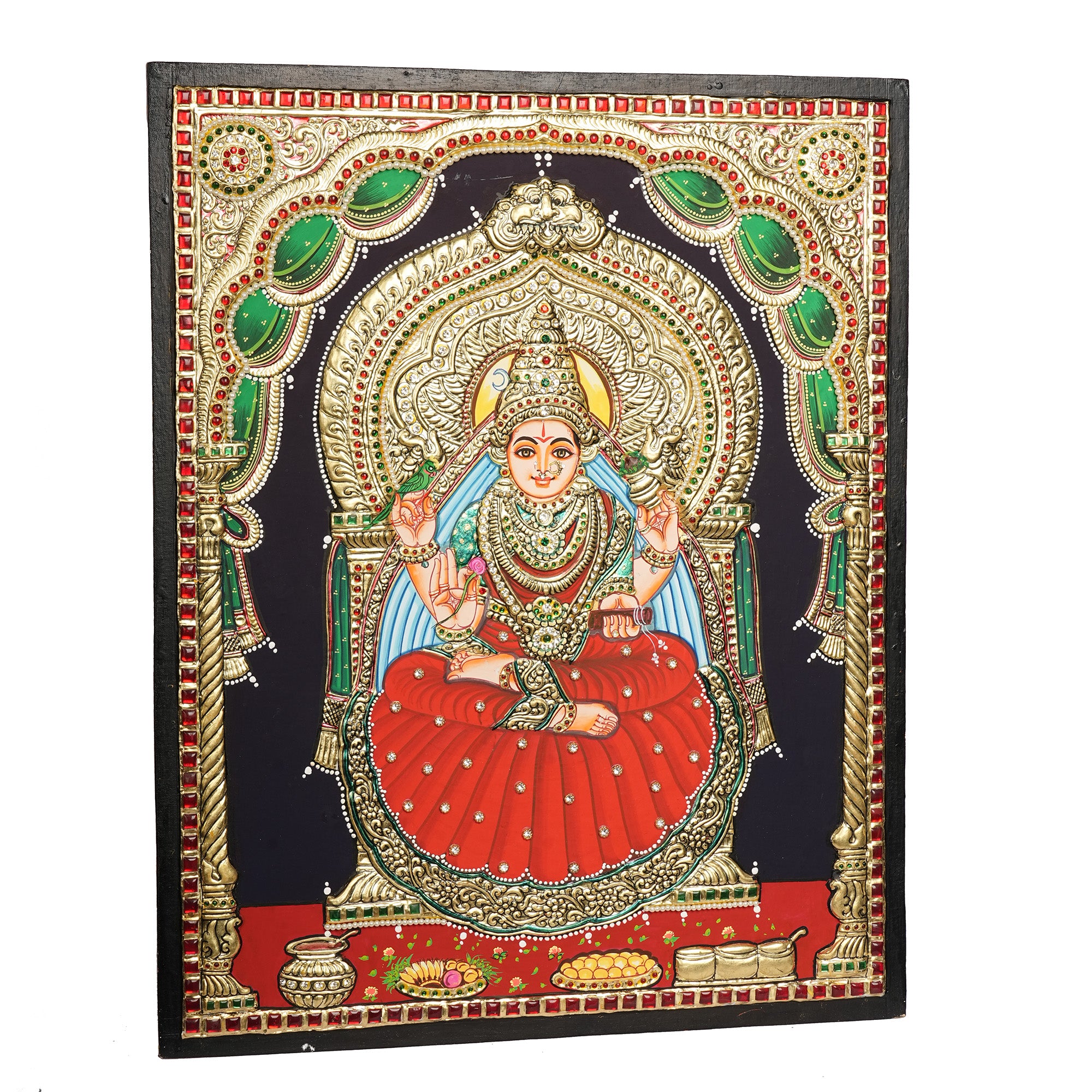 Traditional Sringeri Sharada Devi Tanjore Painting with 22K Gold Foil