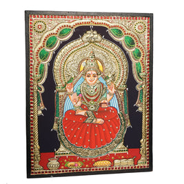 Traditional Sringeri Sharada Devi Tanjore Painting with 22K Gold Foil