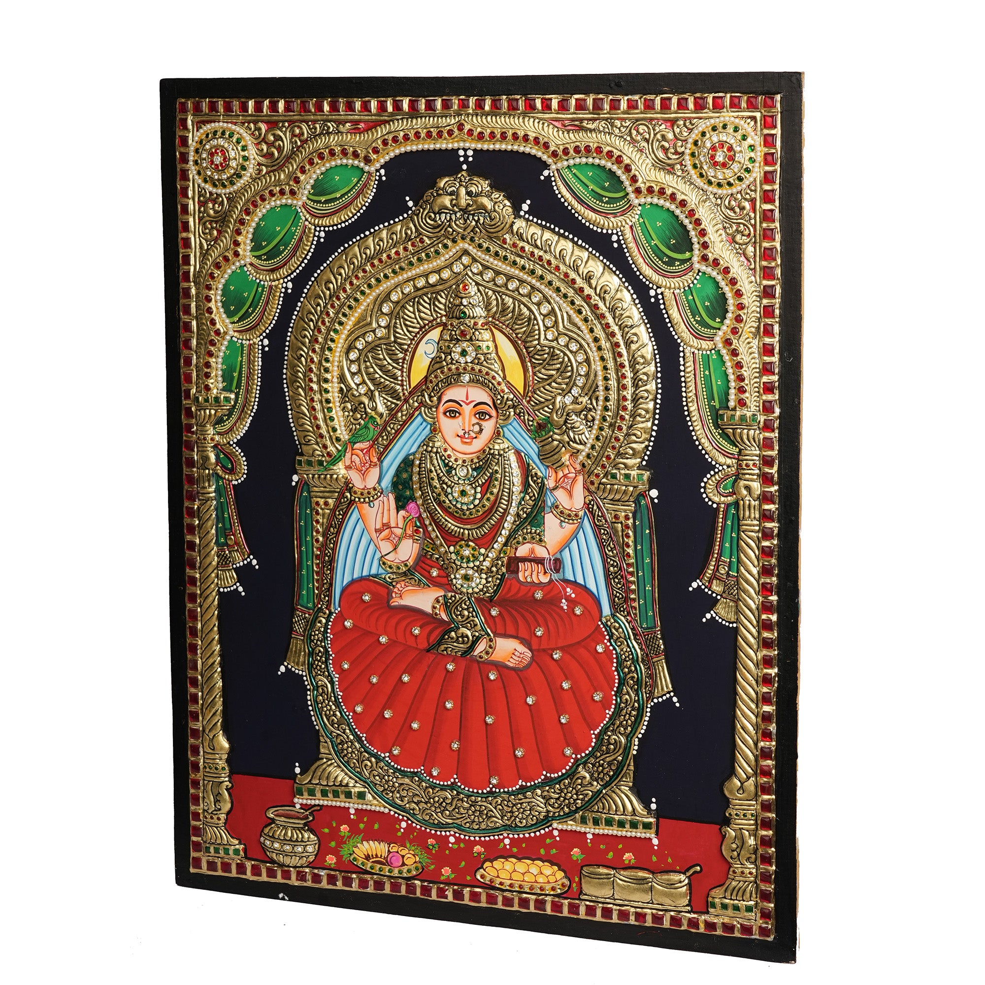 Traditional Sringeri Sharada Devi Tanjore Painting with 22K Gold Foil