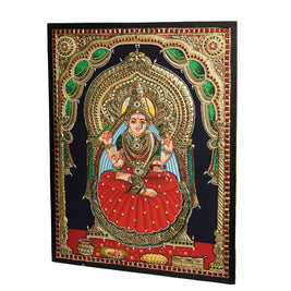 Traditional Sringeri Sharada Devi Tanjore Painting with 22K Gold Foil