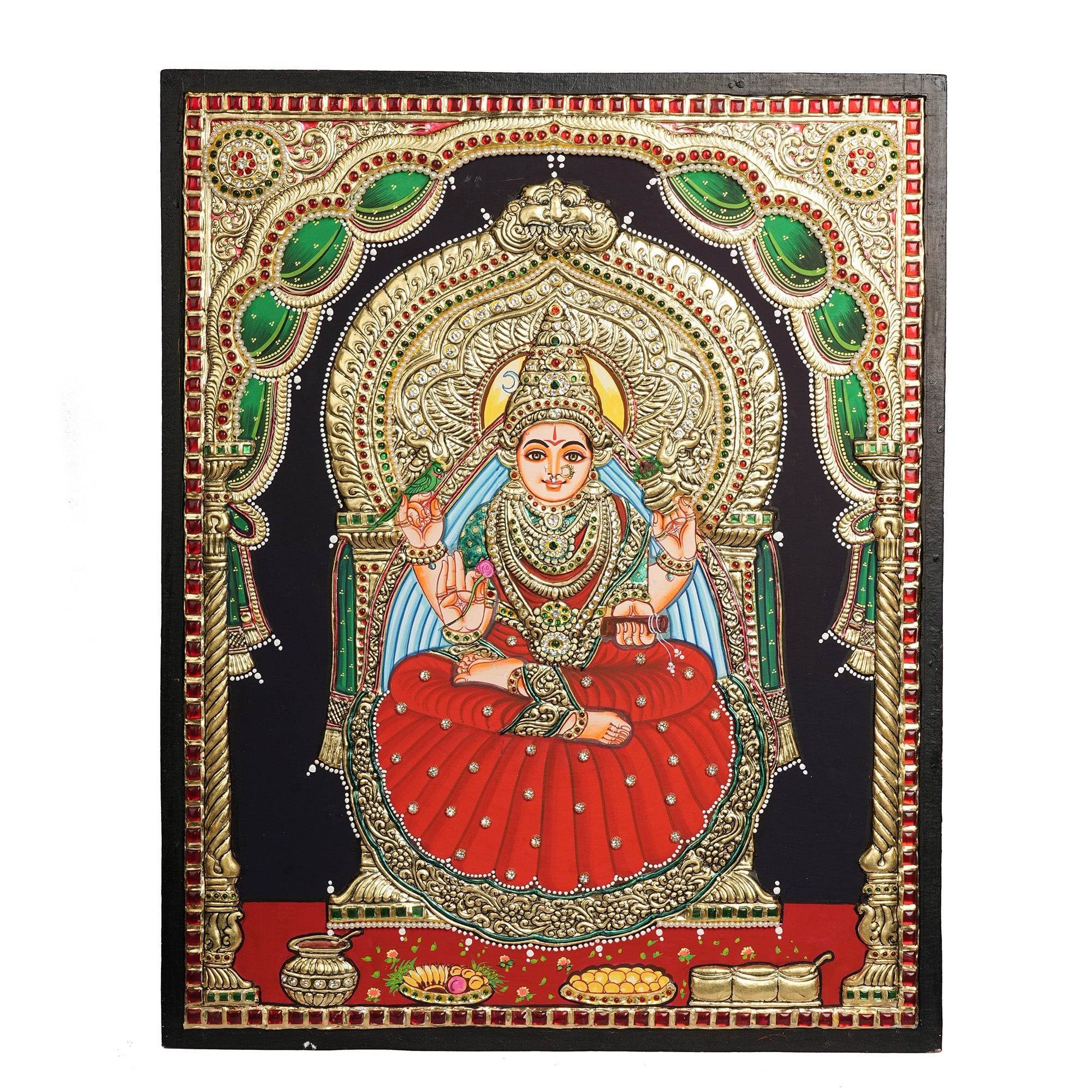 Traditional Sringeri Sharada Devi Tanjore Painting with 22K Gold Foil