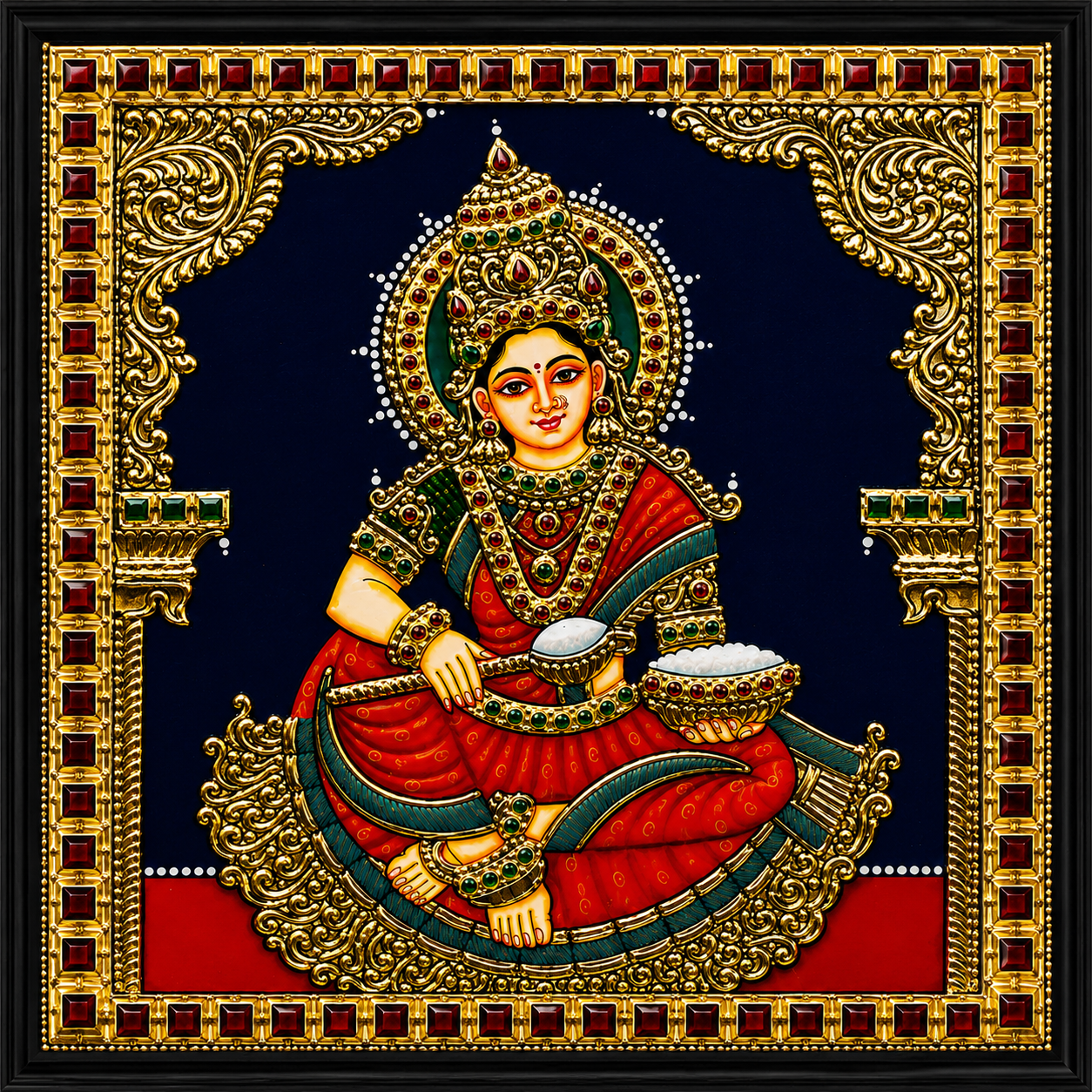 Handcrafted Annapurneshwari Tanjore Painting