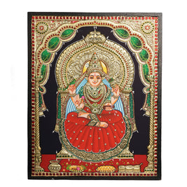 Traditional Sringeri Sharada Devi Tanjore Painting with 22K Gold Foil