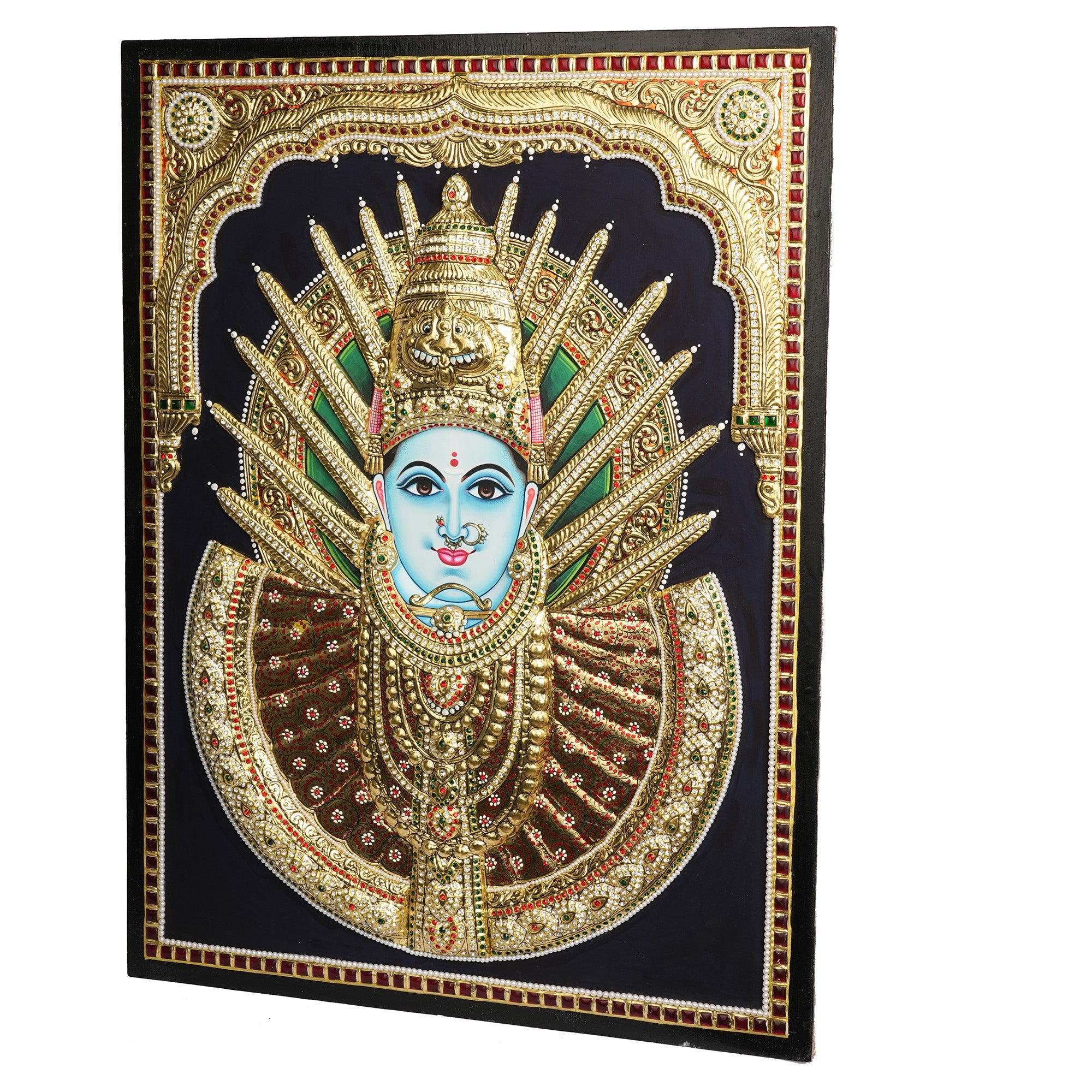 Yellamma Devi Tanjore Painting 24x18 Inches | Handmade 22K Gold Foil Wall Art