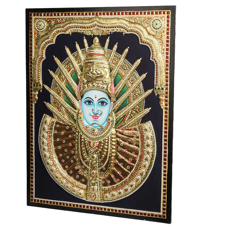 Yellamma Devi Tanjore Painting 24x18 Inches | Handmade 22K Gold Foil Wall Art