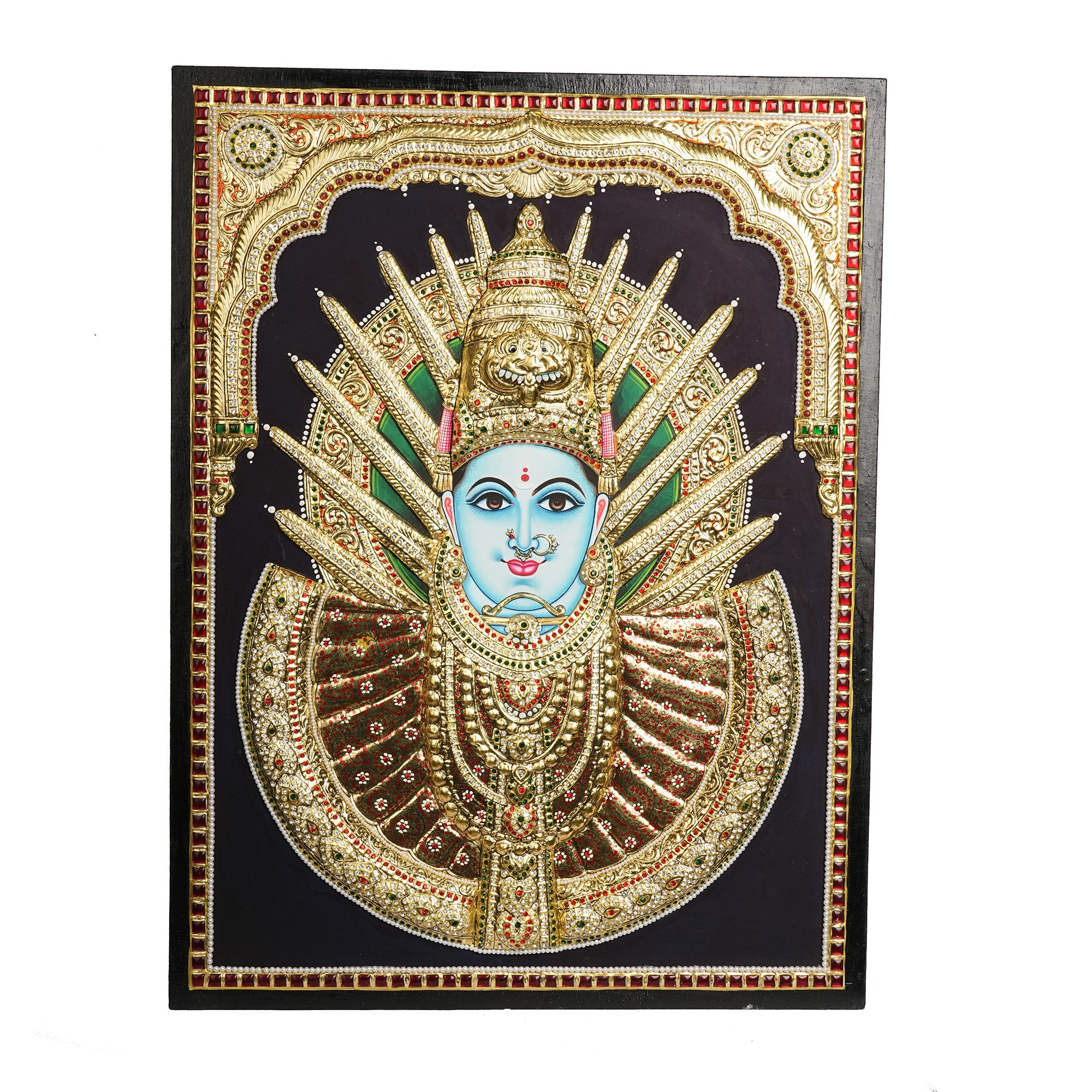 Yellamma Devi Tanjore Painting 24x18 Inches | Handmade 22K Gold Foil Wall Art
