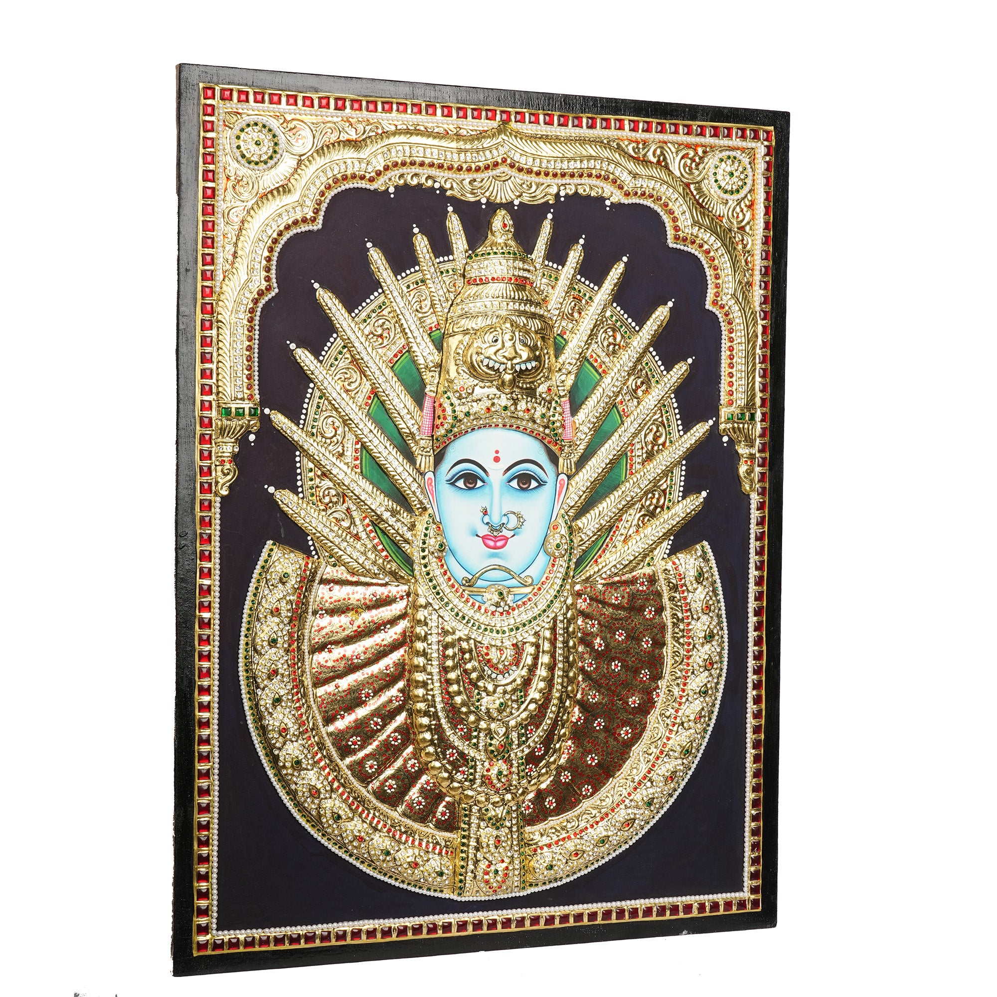 Yellamma Devi Tanjore Painting 24x18 Inches | Handmade 22K Gold Foil Wall Art
