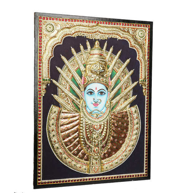 Yellamma Devi Tanjore Painting 24x18 Inches | Handmade 22K Gold Foil Wall Art