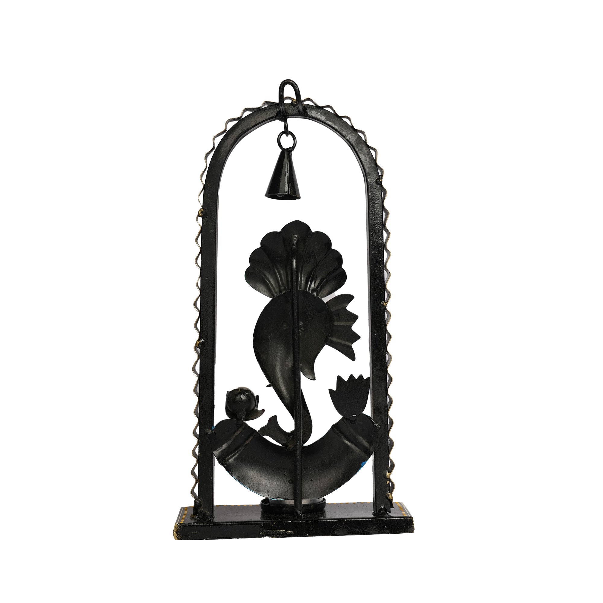 Handcrafted Iron Elephant Tea Light Holder with Bell