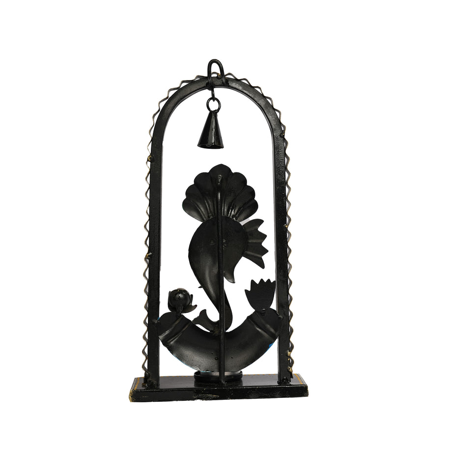 Handcrafted Iron Elephant Tea Light Holder with Bell