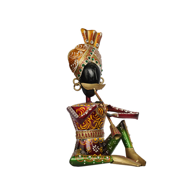 AO Iron Printed Babla Musician Sitting Showpiece – Handmade Decorative Metal Art