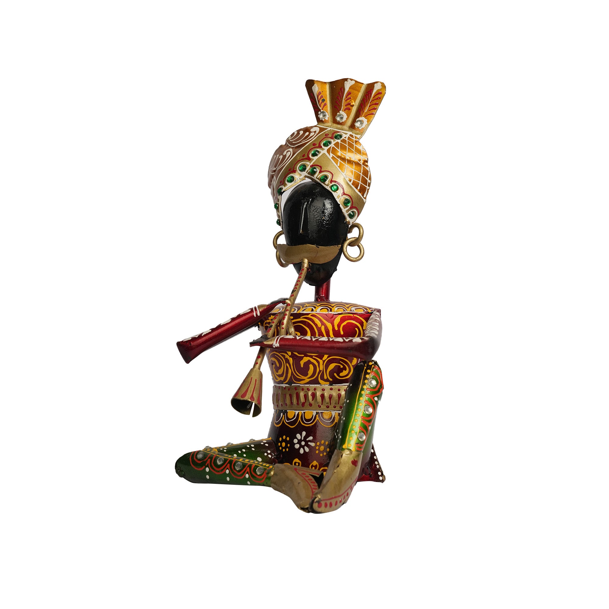 AO Iron Printed Babla Musician Sitting Showpiece – Handmade Decorative Metal Art