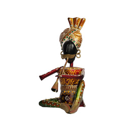 AO Iron Printed Babla Musician Sitting Showpiece – Handmade Decorative Metal Art