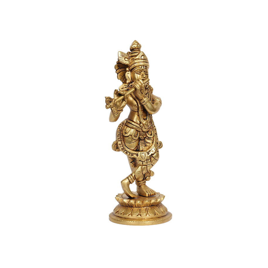 Premium Brass Krishna Murti for Home Temple, Pooja And Spiritual Decor