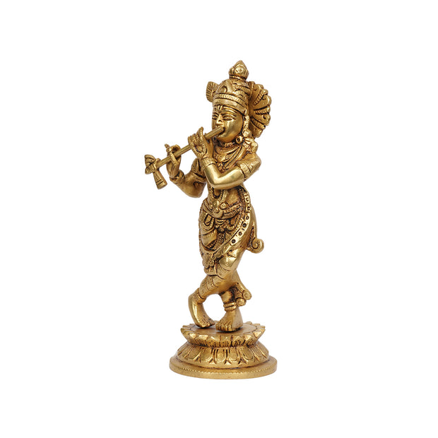 Premium Brass Krishna Murti | Home Temple, Pooja And  Spiritual Decor – 9" Height