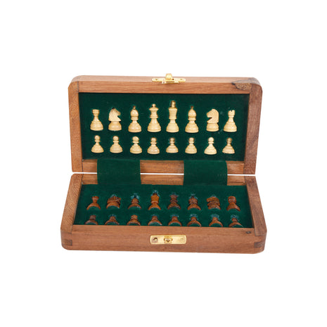 Brown And White Square Wooden Chess Board Game Set