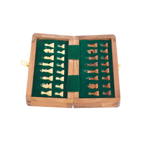 Brown And White Square Wooden Chess Board Game Set