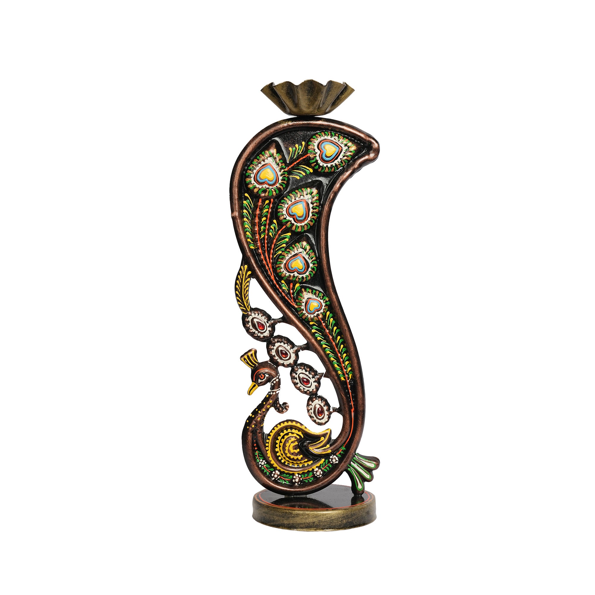 Handcrafted Iron Peacock Candle Holder