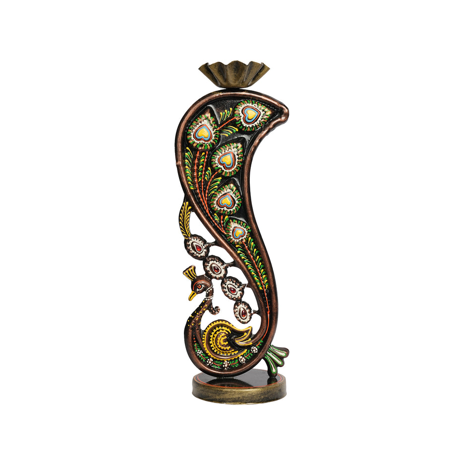 Handcrafted Iron Peacock Candle Holder