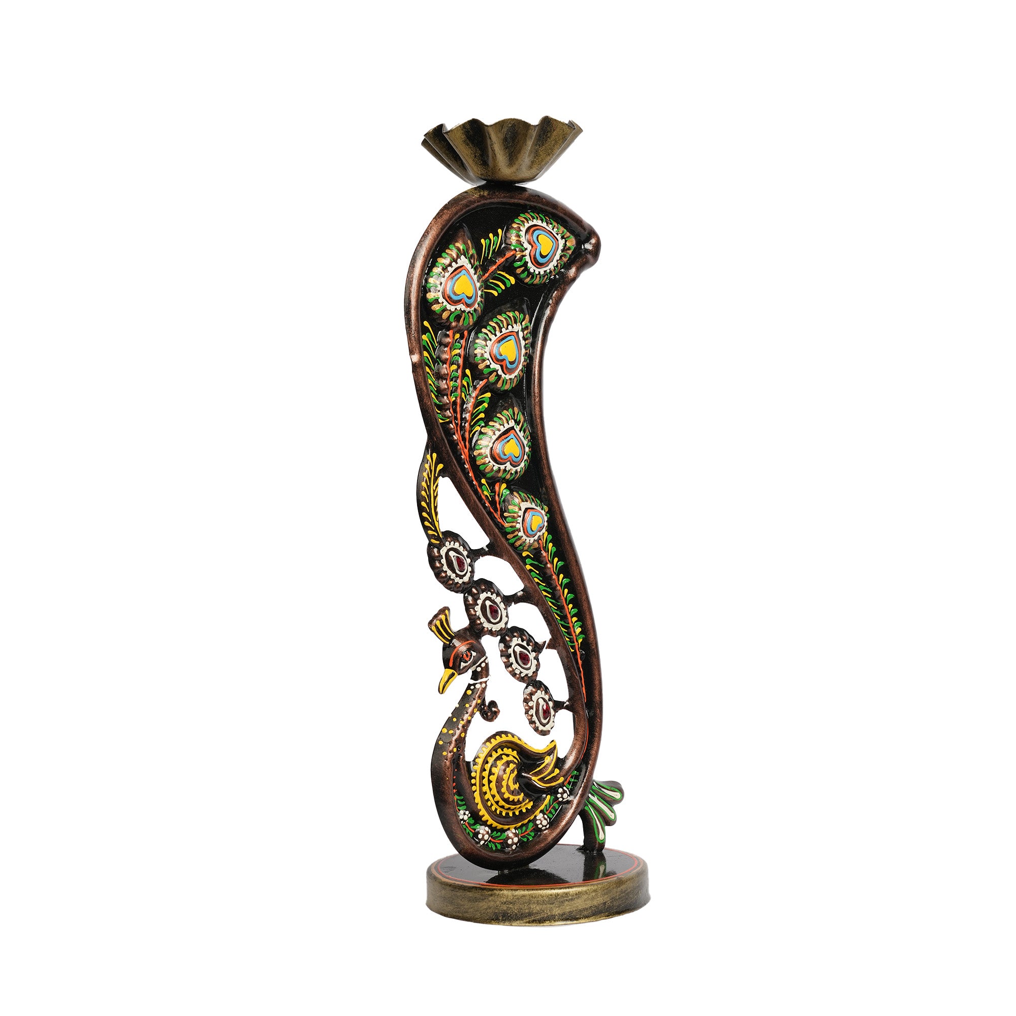 Handcrafted Iron Peacock Candle Holder
