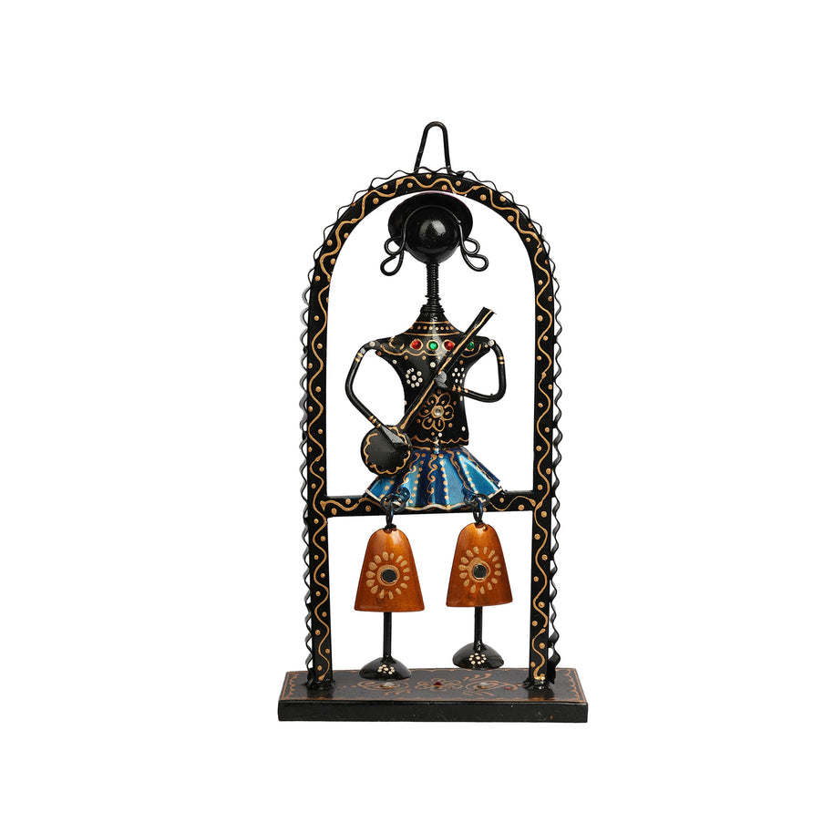 Handcrafted Iron Printed Ansira Hanging Musician Wall Decor | Ethnic Metal Art Showpiece
