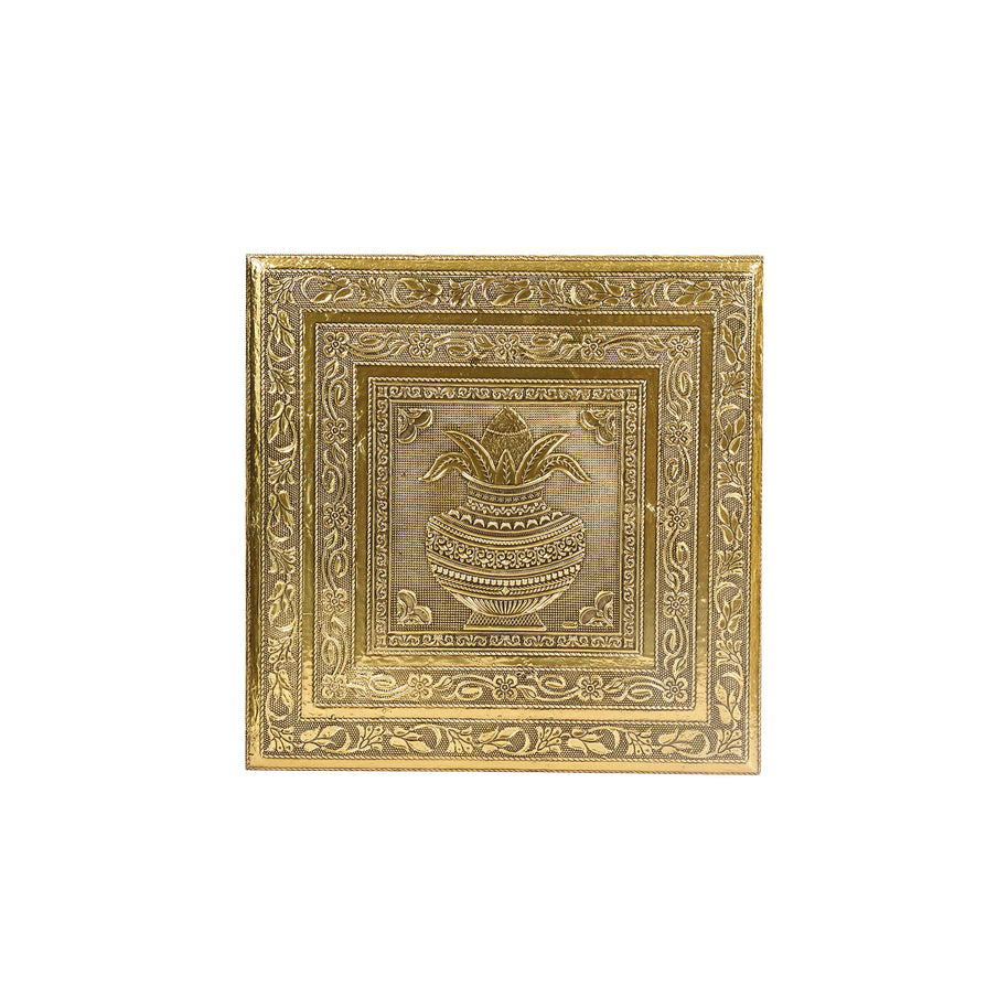 WOODEN BRASS SHEET EMB CHOWKI (BIG)