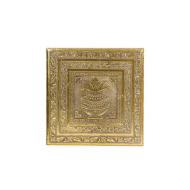 WOODEN BRASS SHEET EMB CHOWKI (BIG)