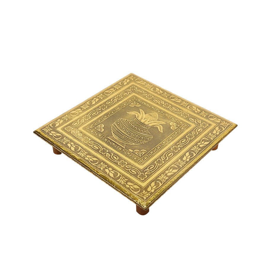 WOODEN BRASS SHEET EMB CHOWKI
