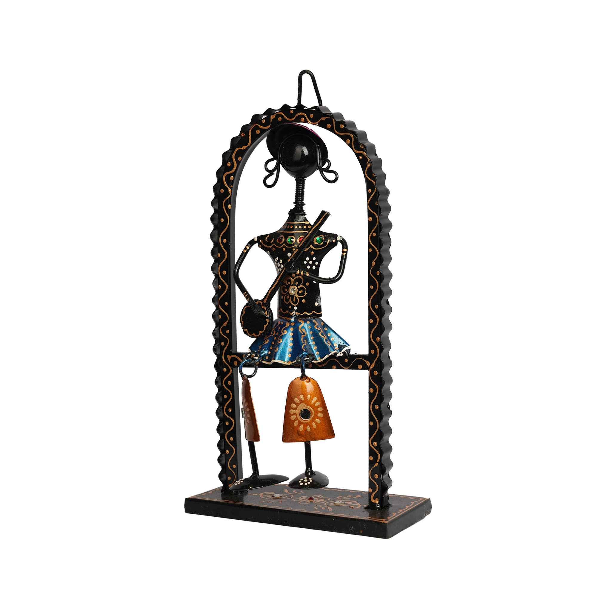 Handcrafted Iron Printed Ansira Hanging Musician Wall Decor | Ethnic Metal Art Showpiece