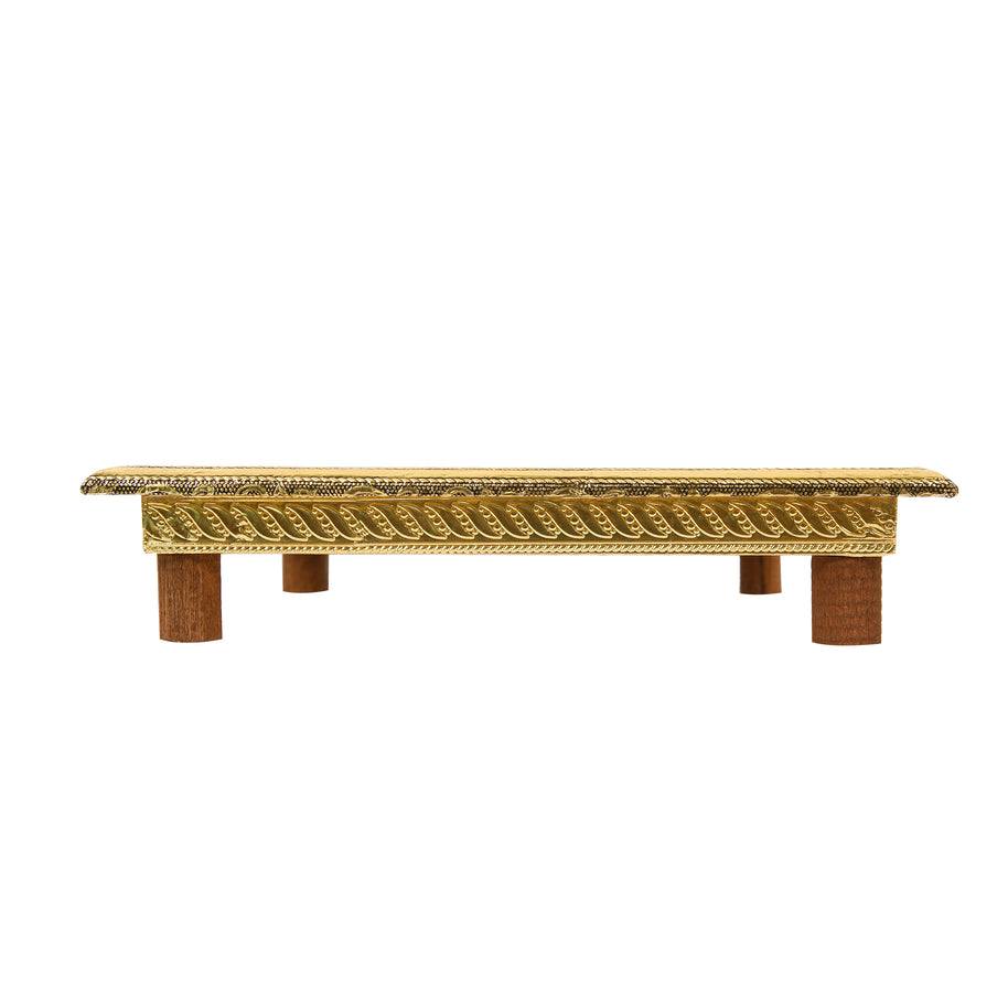 WOODEN BRASS SHEET EMB CHOWKI