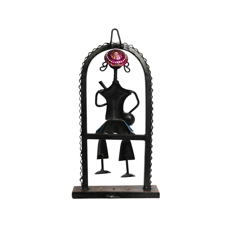 Handcrafted Iron Printed Ansira Hanging Musician Wall Decor | Ethnic Metal Art Showpiece