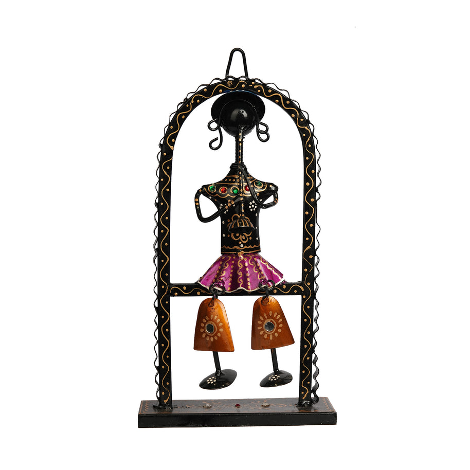 Handcrafted Iron Printed Ansira Hanging Flute Musician Wall Decor