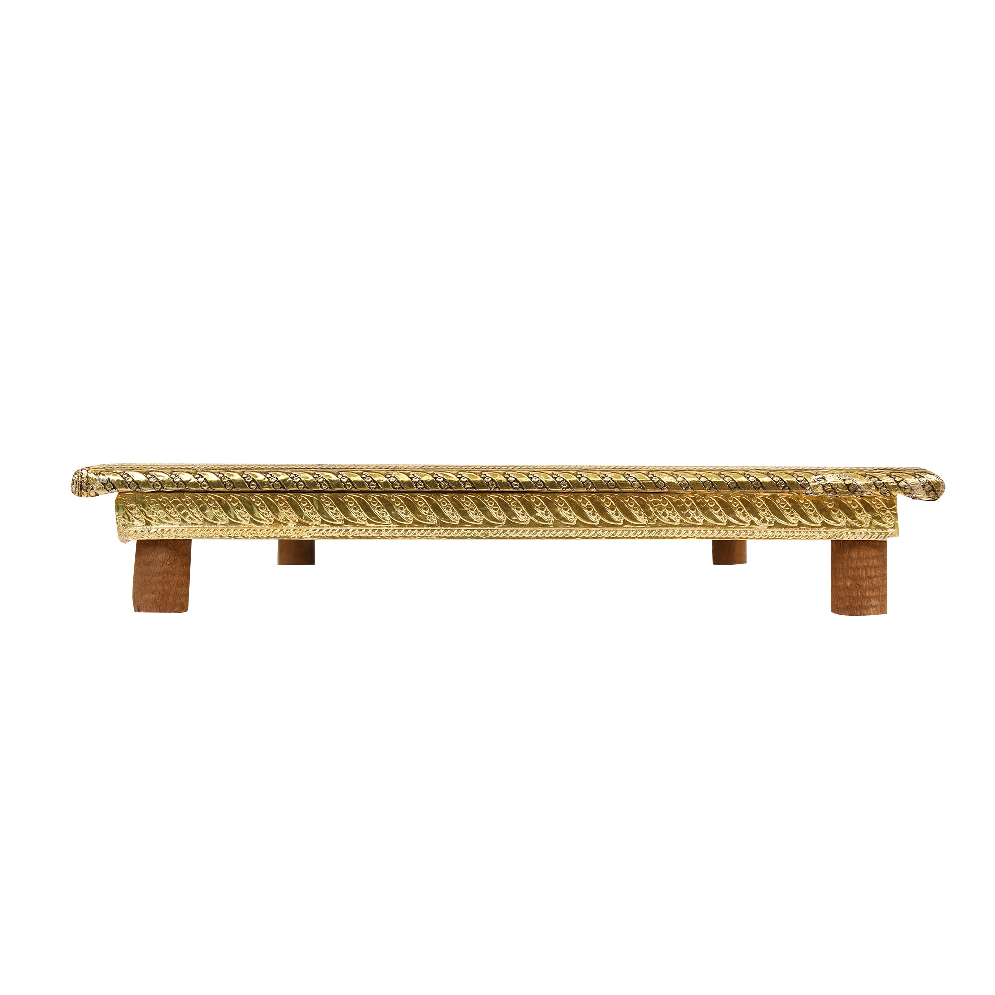 WOODEN BRASS SHEET EMB CHOWKI (BIG)
