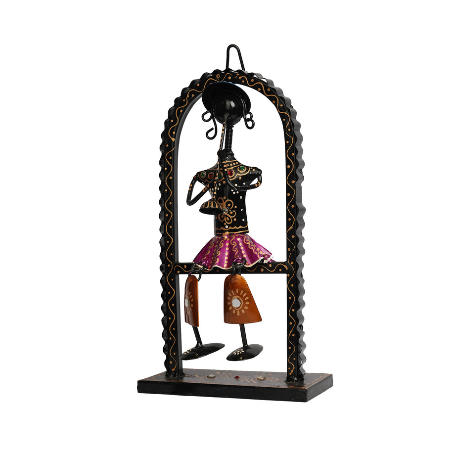 Handcrafted Iron Printed Ansira Hanging Flute Musician Wall Decor