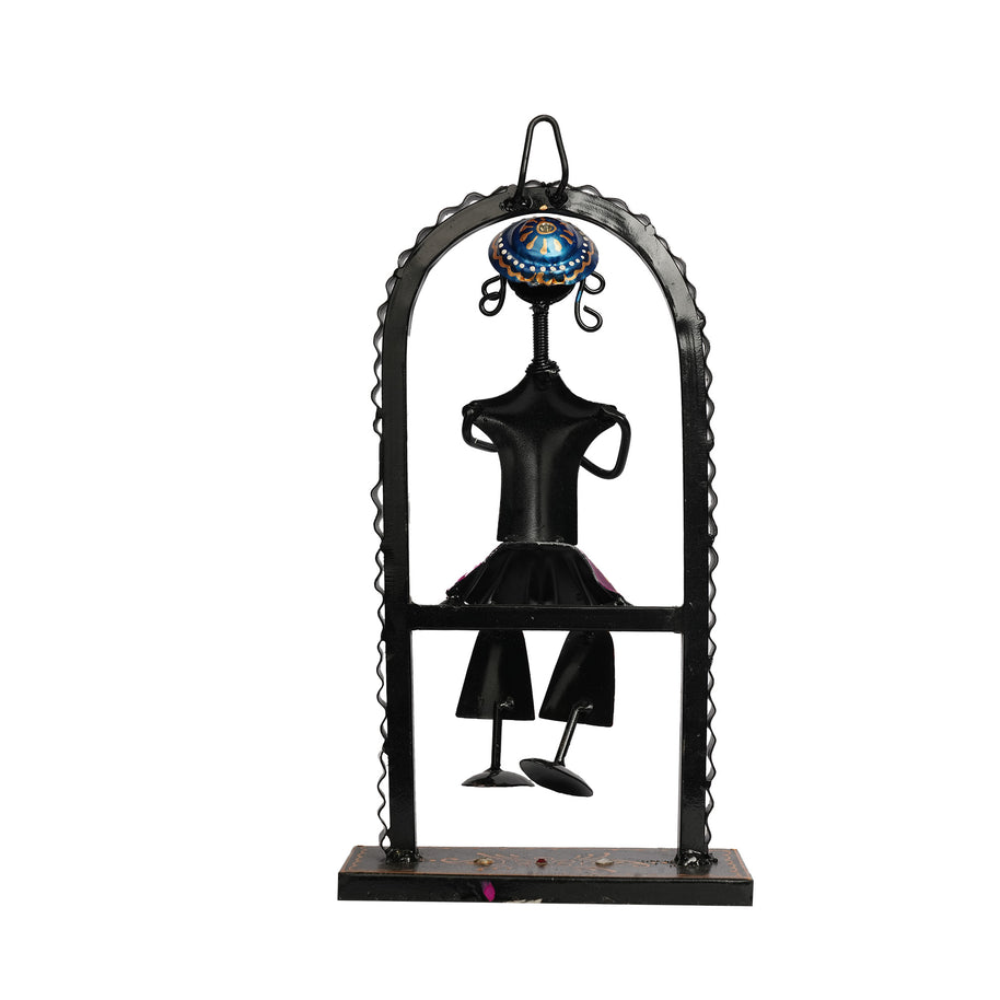 Handcrafted Iron Printed Ansira Hanging Flute Musician Wall Decor