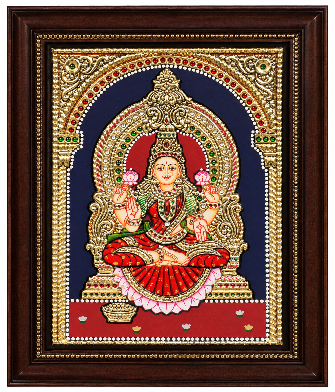 Handcrafted Lakshmi Tanjore Painting with 22K Gold Foil – 6 × 8 Inches