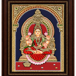 Handcrafted Lakshmi Tanjore Painting with 22K Gold Foil – 6 × 8 Inches