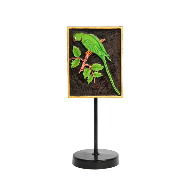 Pichwai Painting On Wooden Parrot