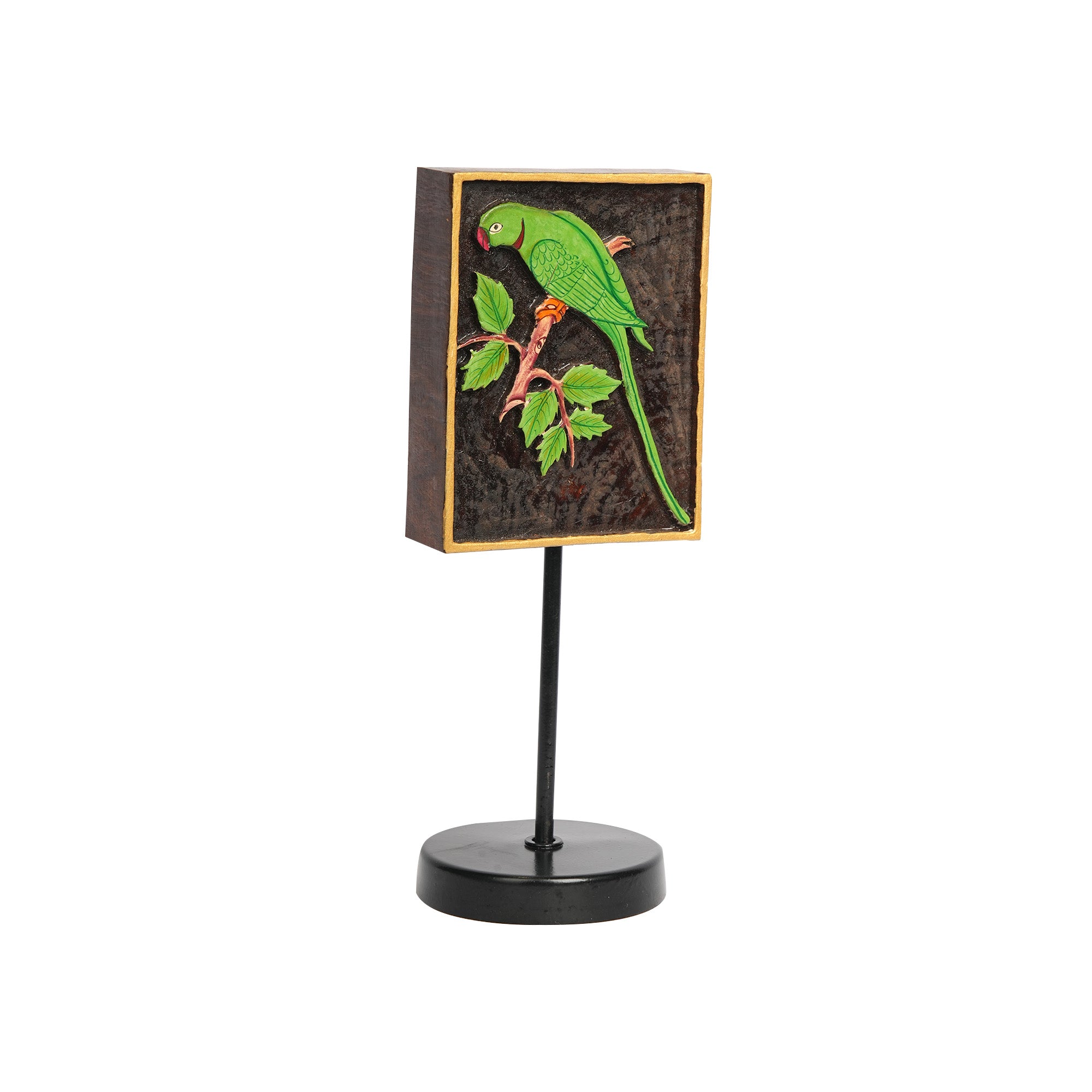 Pichwai Painting On Wooden Parrot