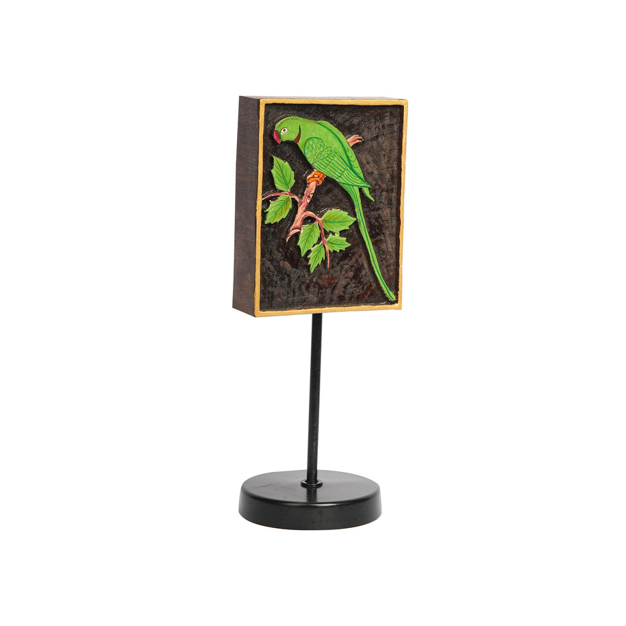 Pichwai Painting On Wooden Parrot